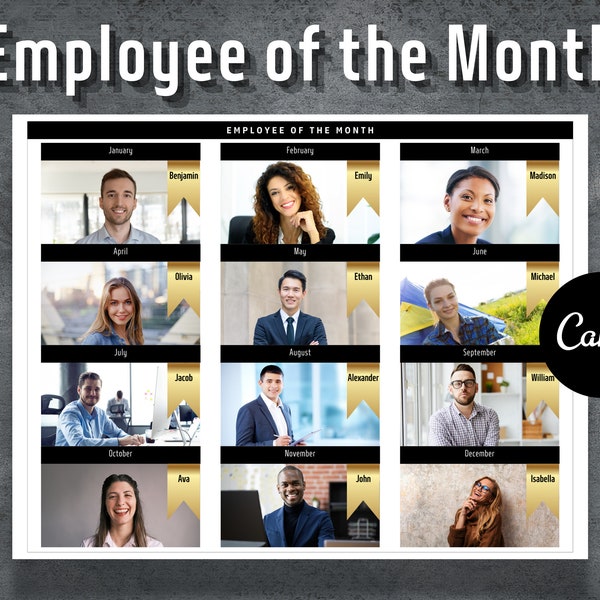 Employee of the Month, Employee of the Month Poster, Employee Appreciation, Printable Employee of Month, Editable Canva, Nomination Card