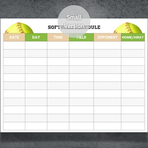 Softball Schedule Template, Printable Softball Schedule, Editable ...