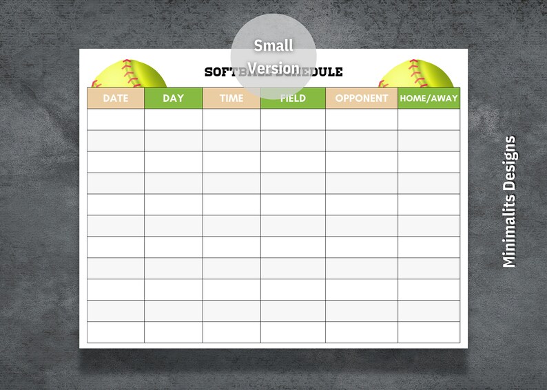 Softball Schedule Template, Printable Softball Schedule, Editable ...