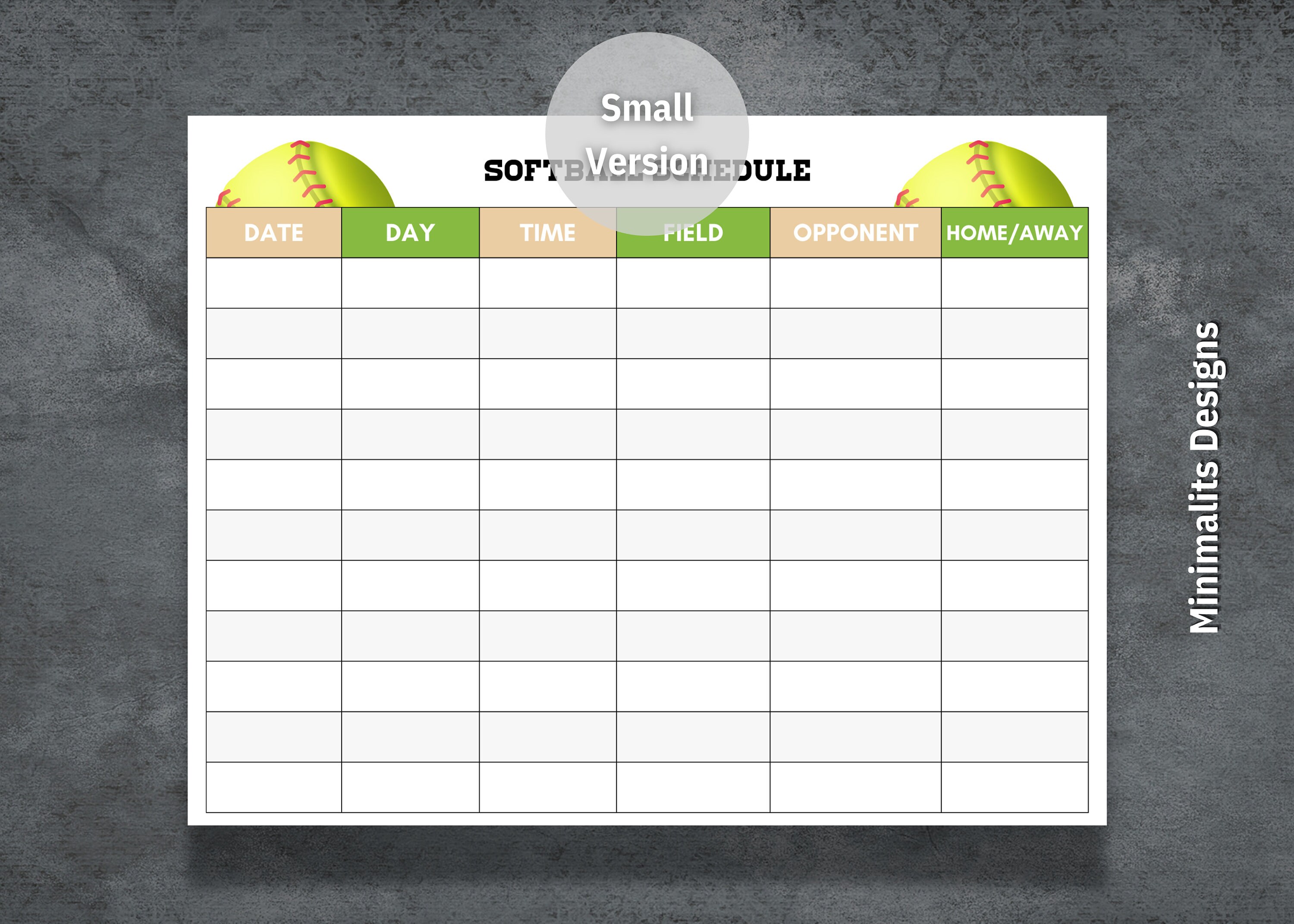 Softball Schedule Template, Printable Softball Schedule, Editable ...