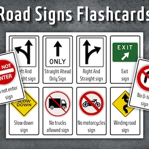 Cartes flash de panneaux de signalisation, cartes flash pour enfants d'âge préscolaire, cartes Montessori imprimables, carte flash de panneaux de signalisation, enseignement à domicile, téléchargement immédiat
