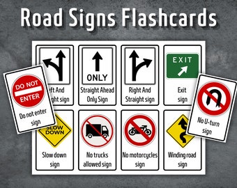 Road Signs Flashcards, Preschool Flashcards, Printable Montessori Cards, Traffic Signs Flash card, Homeschooling, Instant Download