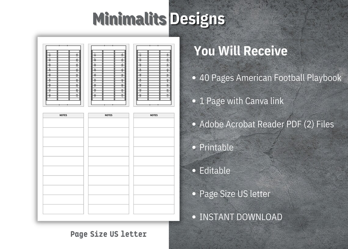 American Football Playbook Template, Printable Blank Football Diagrams ...