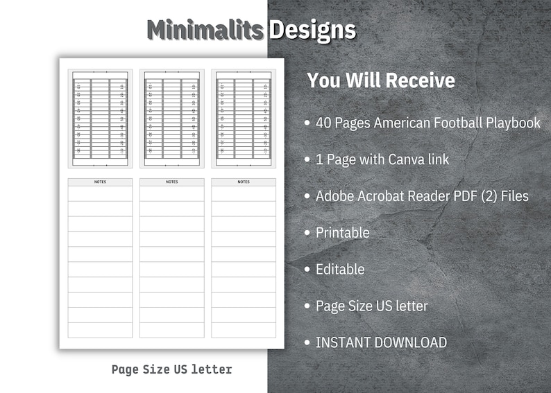 American Football Playbook Template, Printable Blank Football Diagrams