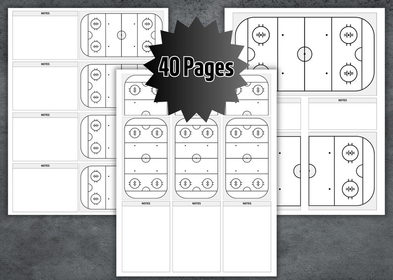 Ice Hockey Playbook Template Printable Blank Ice Hockey Rink Etsy