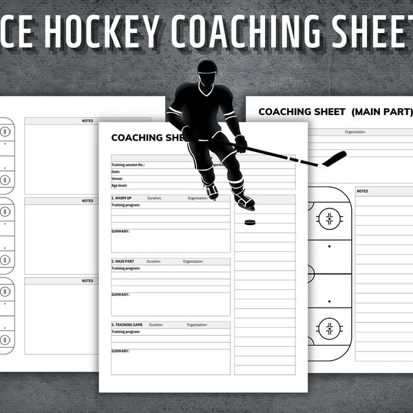 Ice hockey Coaching Sheet, Ice hockey Practice Plan, Ice hockey Game Day Strategy, Ice hockey Player Evaluation, Instant Download