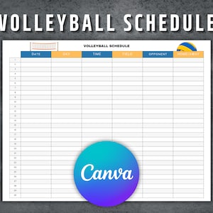 Volleyball Schedule Template, Printable Volleyball Schedule, Editable Volleyball Game Schedule, Volleyball Season Games, Games Schedule