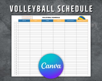 Volleyball Schedule Template, Printable Volleyball Schedule, Editable Volleyball Game Schedule, Volleyball Season Games, Games Schedule
