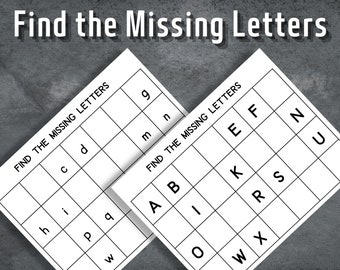 Vind de ontbrekende letters, afdrukbaar alfabet, ABC-pagina's, werkblad Letters, alfabet, direct downloaden