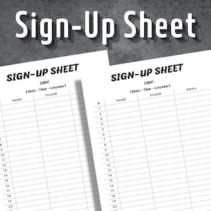 Simple Sign Up Sheet, Sign Up Template, Sign Up Sheet, Event Sign Up, Printable Sign Up Sheet, Editable Sign Up Template, Instant Download