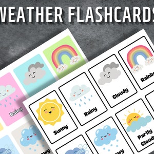 Cartes météo, Cartes flash imprimables, Cartes flash pour la classe, Météo préscolaire, Enseignement à la maison, Cartes flash préscolaire, Téléchargement immédiat