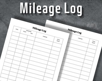 Mileage Log, Vehicle Mileage, Car Mileage, Mileage Tracker, Miles Log, Printable Mileage Log, Editable Mileage Log, Instant Download