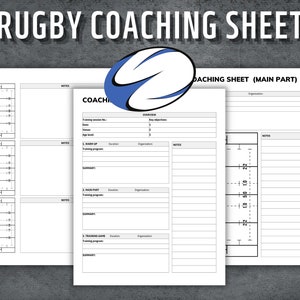Rugby Coaching Sheet, Rugby Practice Plan, Rugby Game Day Strategy, Rugby Player Evaluation, Printable Coaching Sheet, Instant Download