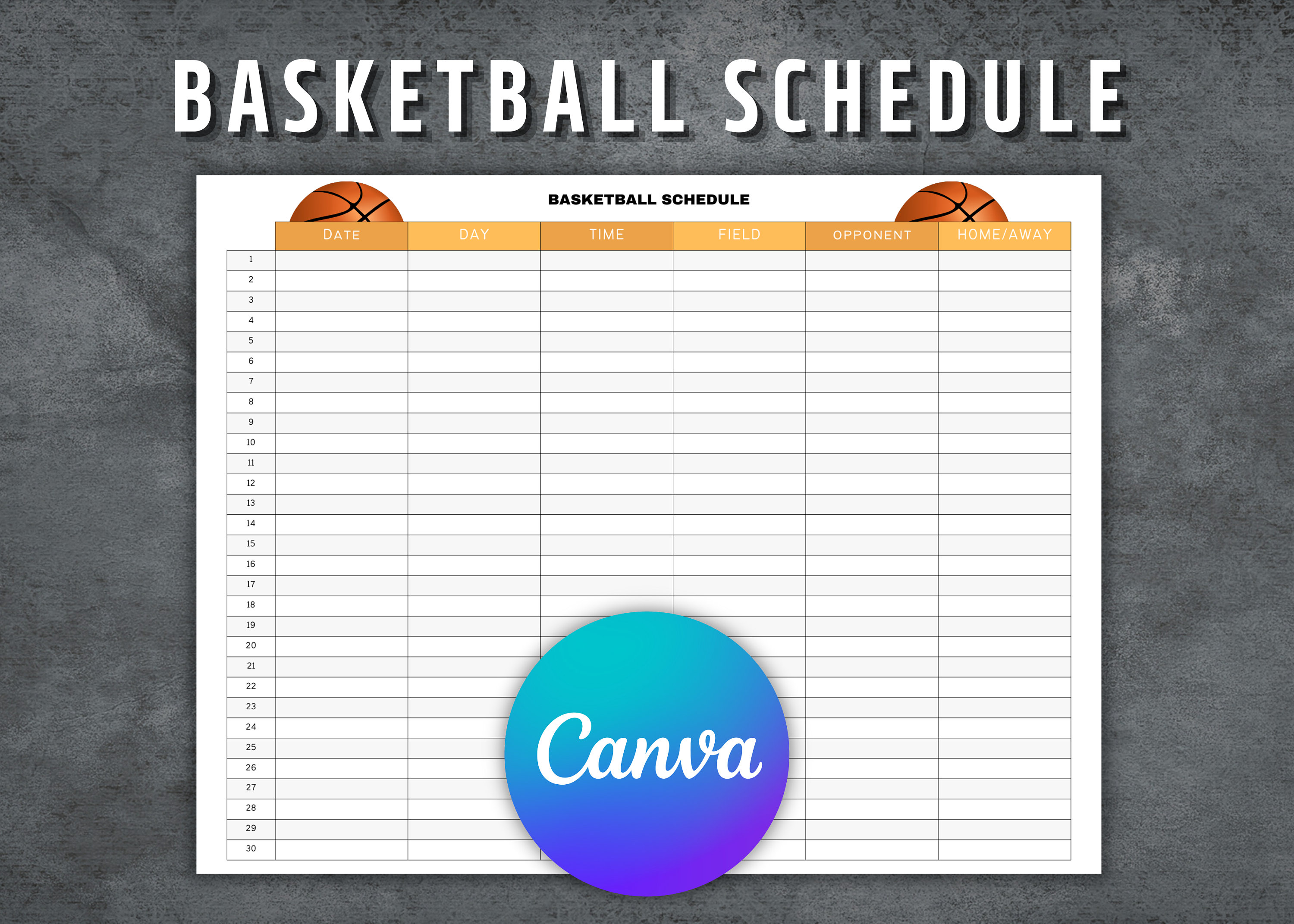 Basketball Schedule Template, Printable Basketball Schedule, Editable Basketball Schedule Template, Printable Basketball Schedule, Editable
