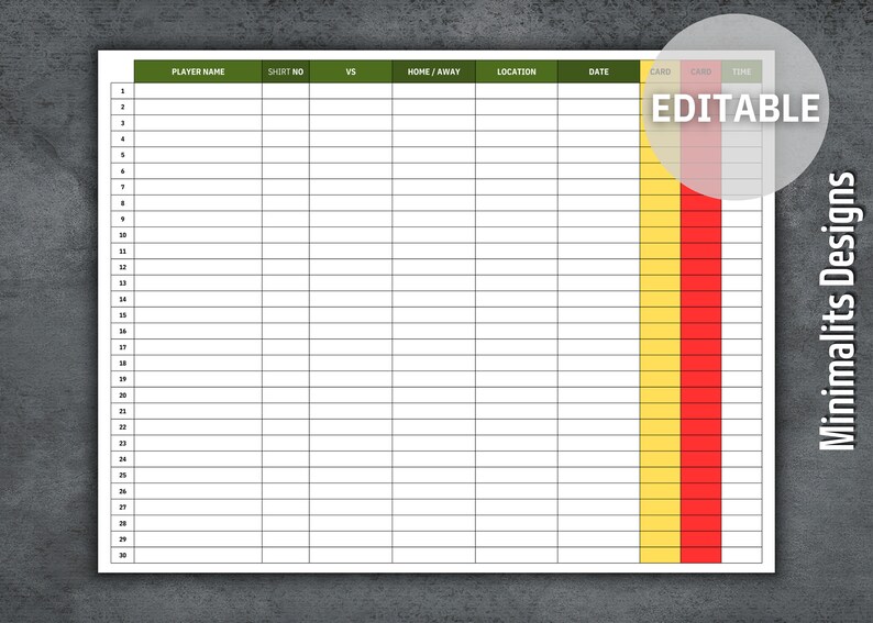 Soccer Cards Tracker Printable Football Cards Tracker Soccer Season Soccer Cards Tracker Printable Football Cards Tracker Soccer Season