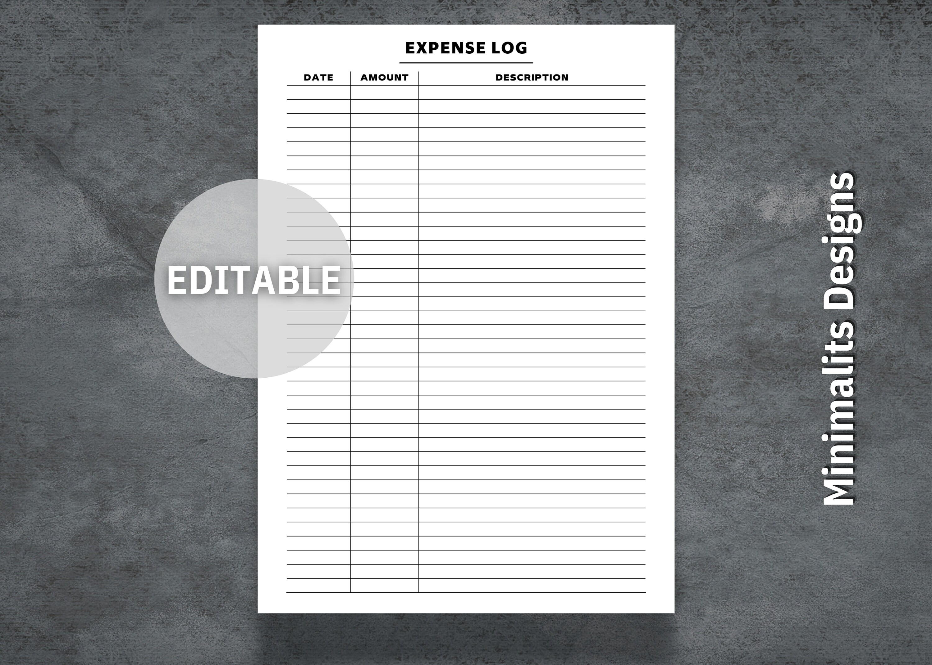 Expense Log, Spending Log, Purchase Tracker, Expense Tracker, Printable ...