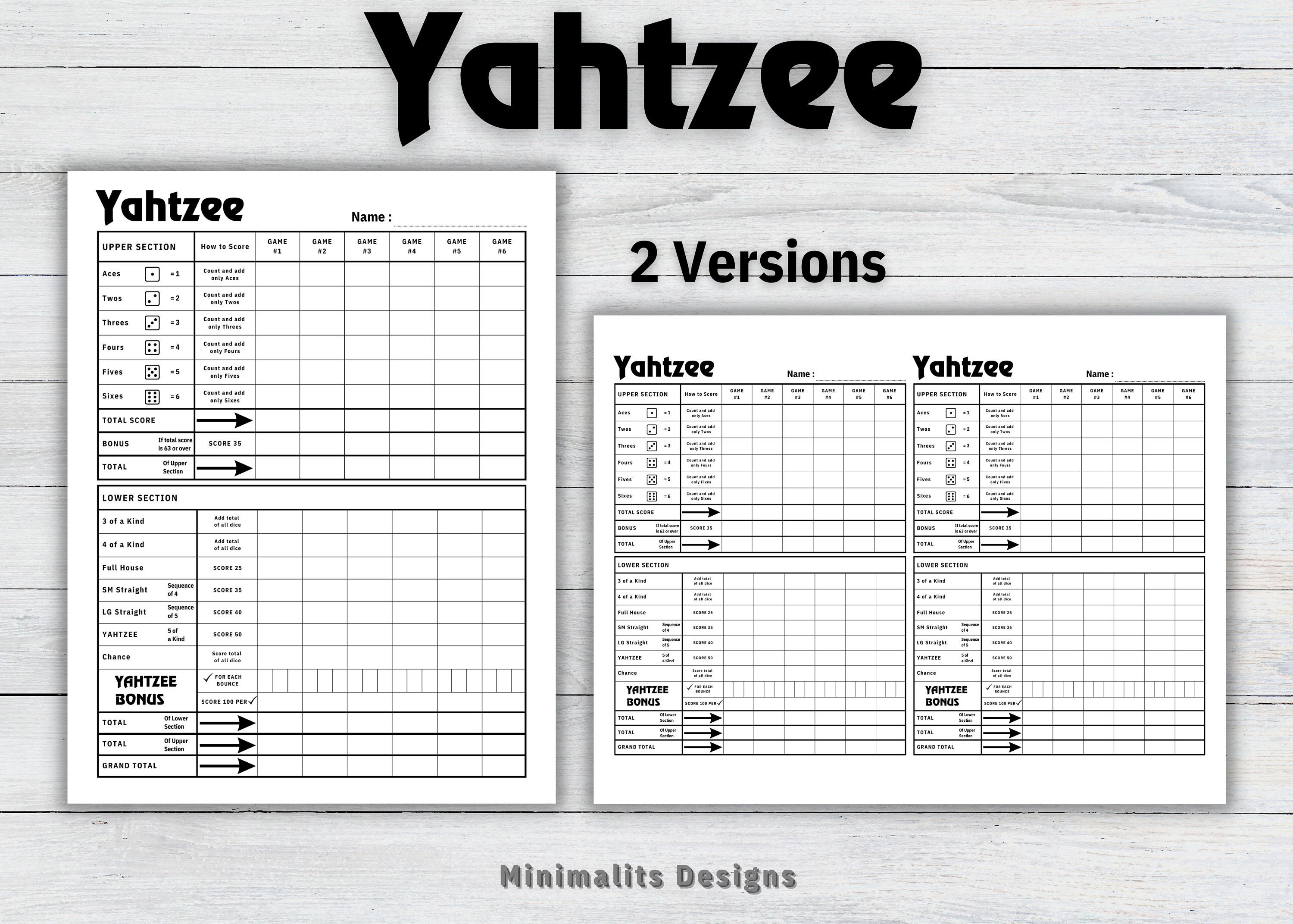 Yahtzee Score Card Yahtzee Score Pad Dice Game Card Yahtzee Score Yahtzee score card yahtzee score pad dice game card yahtzee score