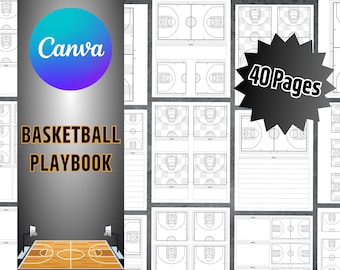 Basketball Playbook Template, Printable Blank Basketball Diagrams, Canva Template, Basketball Practice Plan, Editable Basketball Playbook