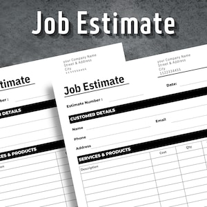 Job Estimate, Editable Job Estimate, Contractor Estimate, Job Estimate Template, Printable Job Estimate, Instant Download