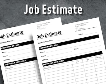 Estimación de trabajo, Estimación de trabajo editable, Estimación de contratista, Plantilla de estimación de trabajo, Estimación de trabajo imprimible, Descarga instantánea
