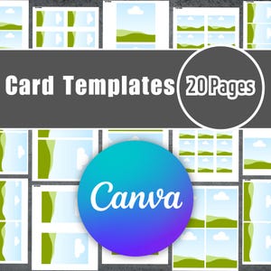Modelos de cartão de arrastar e soltar, cartão de visita, flashcard para impressão, cartão em branco editável, cartões de visita, moldura de cartão Canva, modelos de cartão