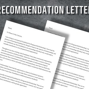 Carta de recomendación, carta de apoyo, carta de recomendación profesional, carta de recomendación personalizada, descarga instantánea