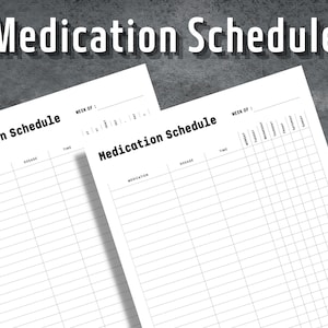 Medication Schedule, Medication Tracker, Medication Log, Weekly Pill Tracker, Printable Medication Schedule, Instant Download