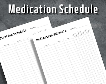 Medication Schedule, Medication Tracker, Medication Log, Weekly Pill Tracker, Printable Medication Schedule, Instant Download
