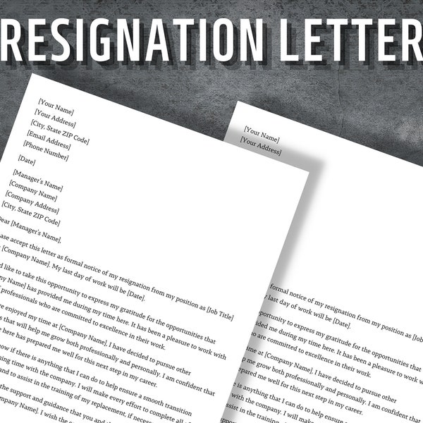 Resignation Letter, Resign Letter, Printable Resignation Letter, Editable Notice Letter, Canva Template, Instant Download