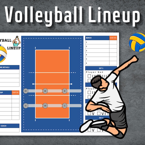 Volleyball Lineup, Volleyball Lineup Maker, Volleyball Game Day Strategy, Printable Volleyball Line up, Instant Download
