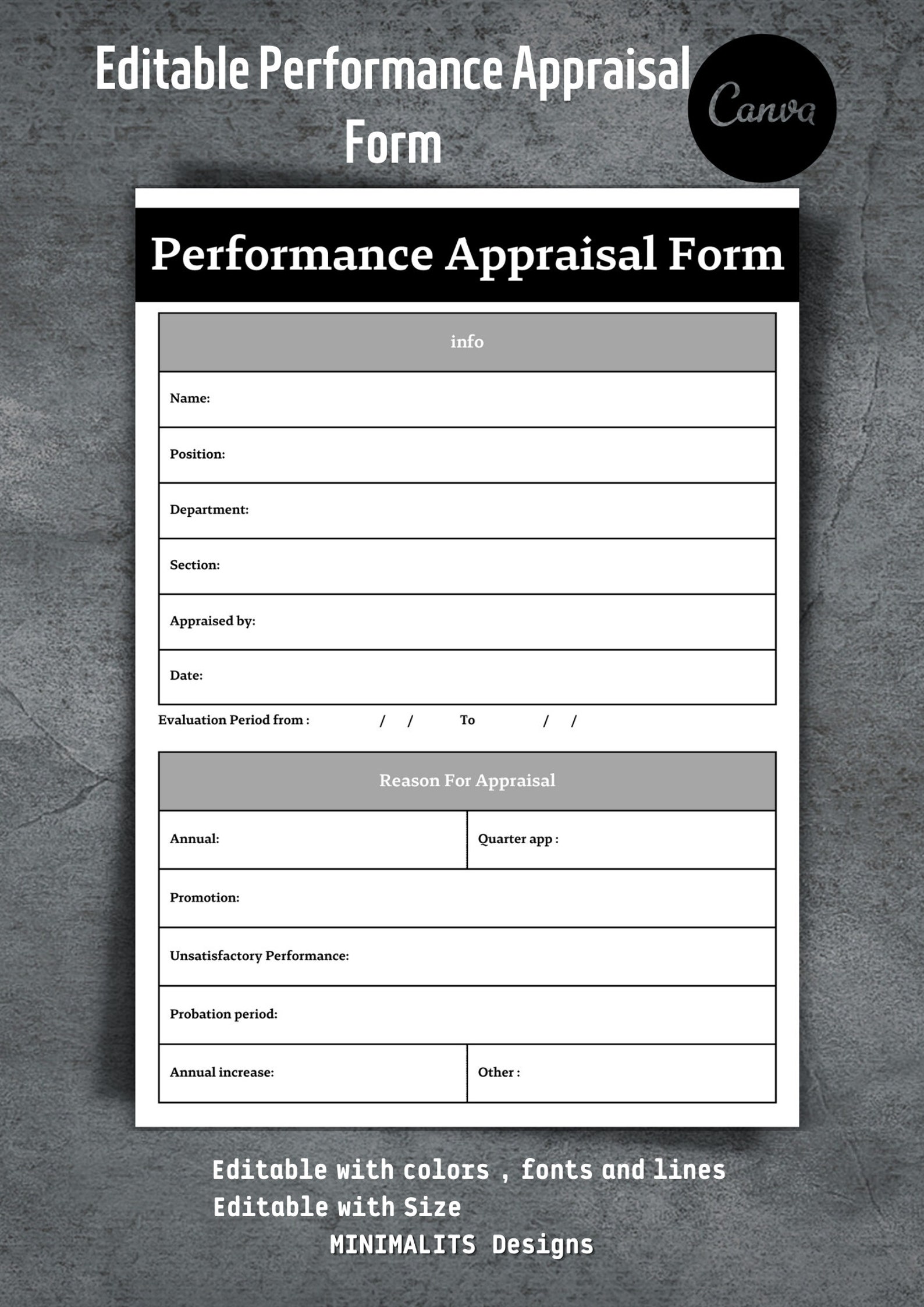 Performance Appraisal Form Performance Appraisal Form Sheet Etsy Performance Appraisal Form Performance Appraisal Form Sheet Etsy