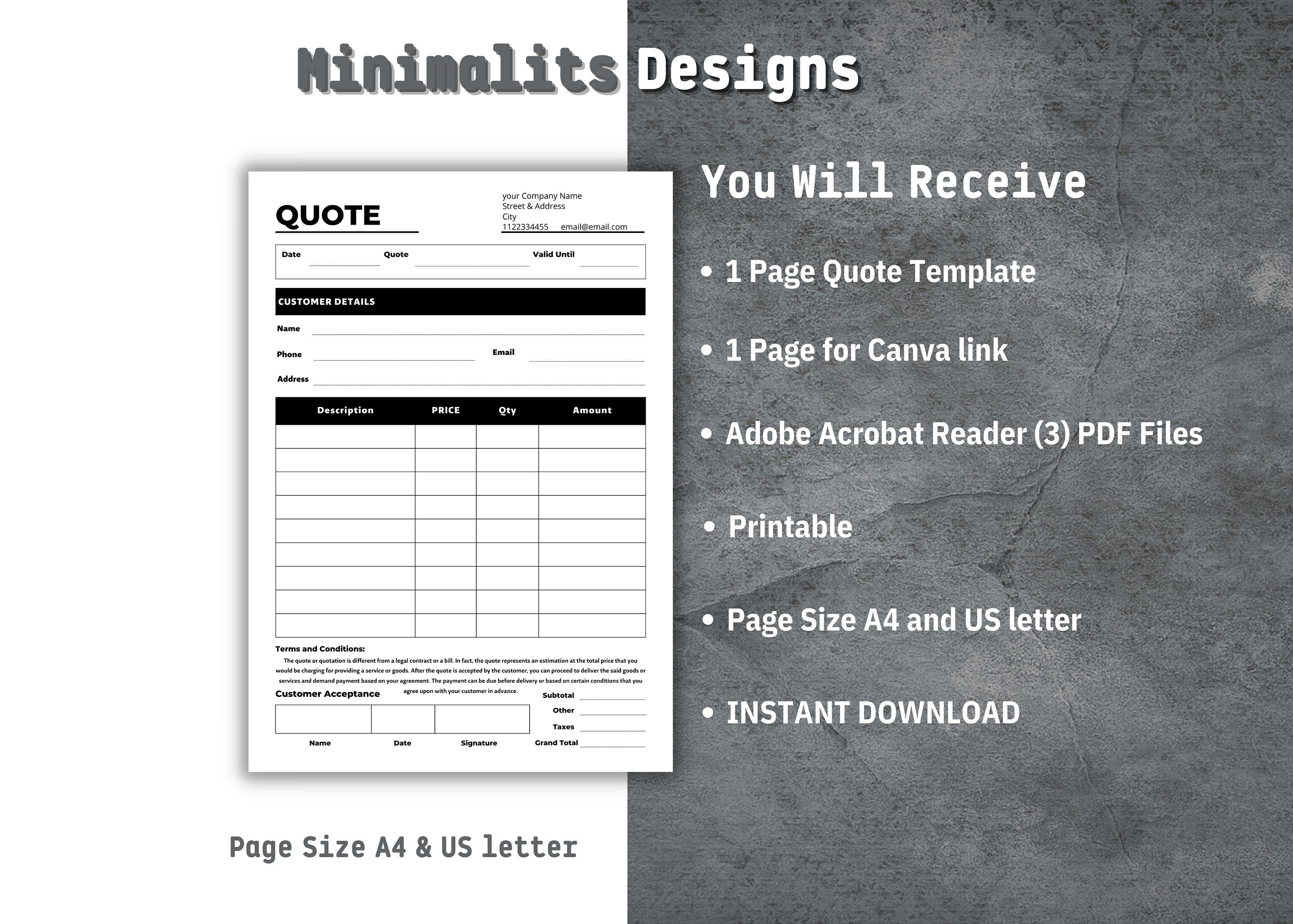 Job Quote Note Quote Template, Editable Quote Sheet, Job Proposal, Job Quote, Quote ...