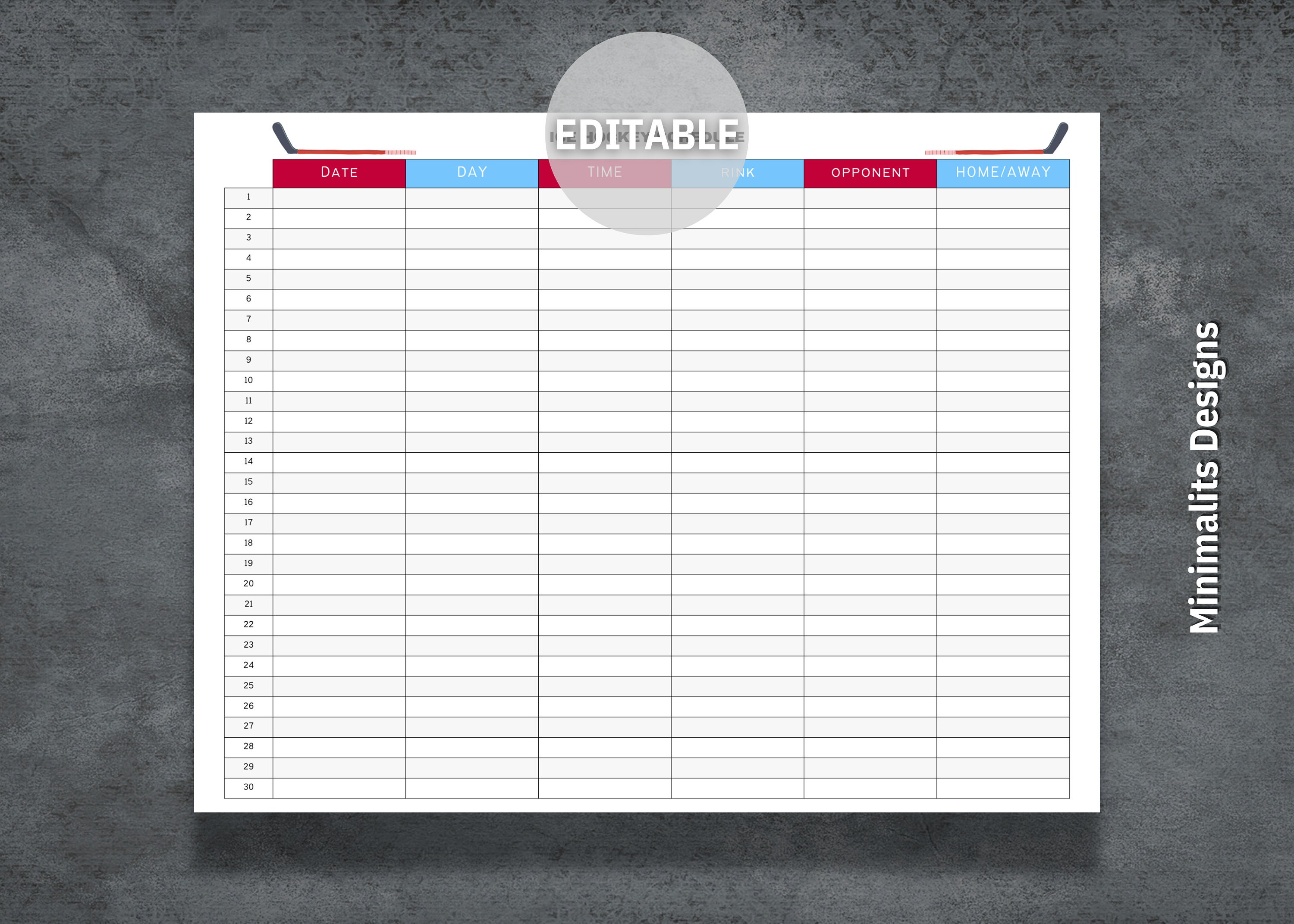 Ice Hockey Schedule Template Printable Ice Hockey Schedule Editable Ice Hockey Schedule Template Printable Ice Hockey Schedule Editable