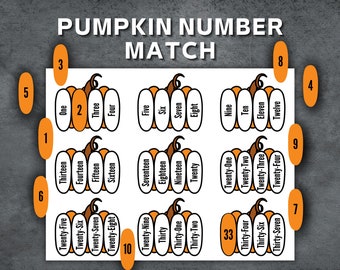 Pumpkin Number Match, Halloween Activities, Printable Halloween Numbers, Learn Numbers, Toddler Numbers, Kids Activities, Sorting Numbers