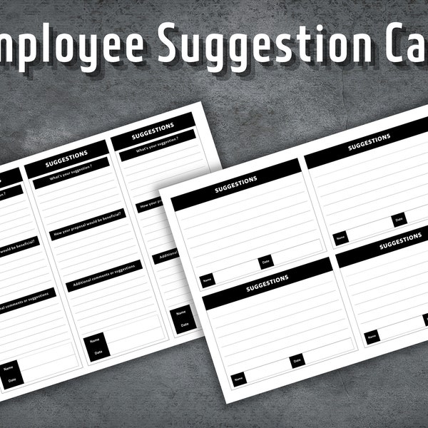 Employee Suggestion Card, Employee Ideas Card, Employee Suggestion Box, Printable Suggestion Template, Instant Download