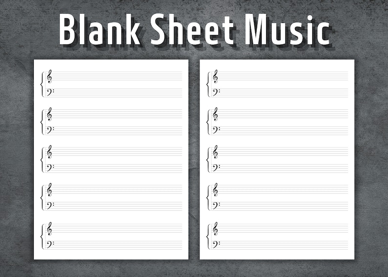 Blank Sheet Music, Printable Blank Music Sheet, Blank Music Paper ...