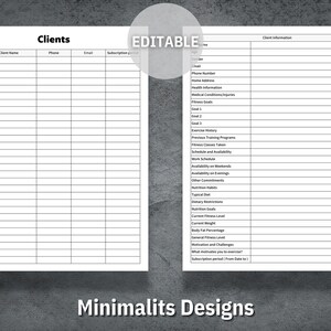 Personal Trainer Sheet, Personal Training Program Template, Fitness ...