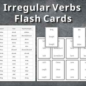 Cartes flash verbes irréguliers, Cartes flash préscolaire, Cartes Montessori imprimables, Carte flash verbes irréguliers, Enseignement à domicile, Verbes irréguliers