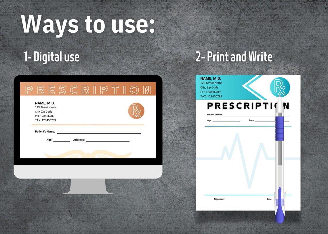 Prescription Pad Template, Rx Prescription Template, Printable ...