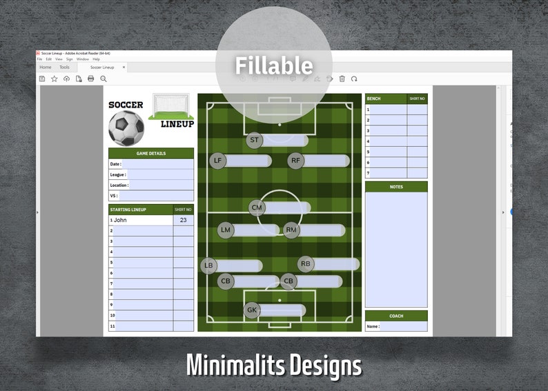 Soccer Lineup Soccer Lineup Maker Football Game Day Etsy