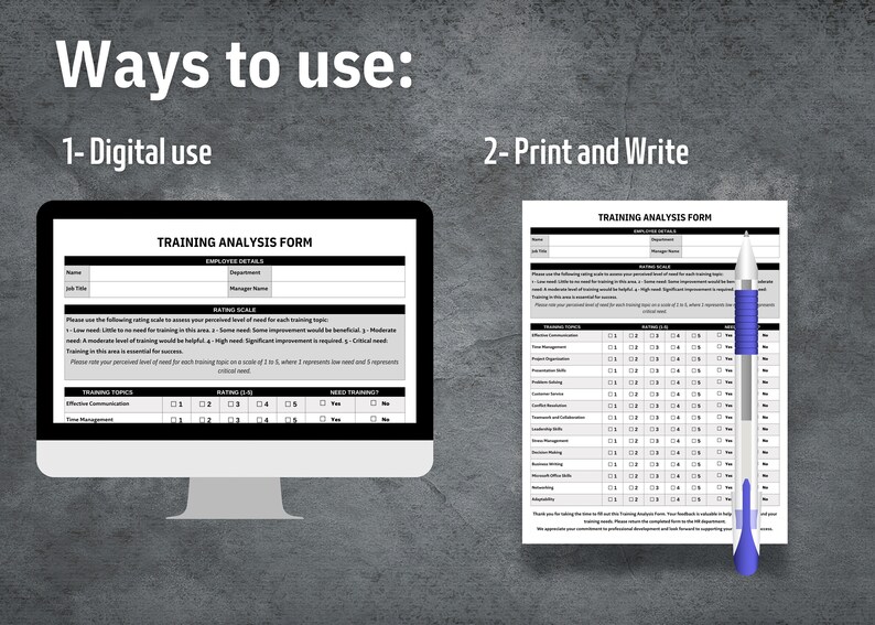 First Analysis Form Training Analysis Form, Printable Training Needs Assessment Form, HR ...