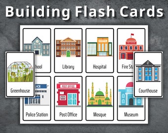 Flashcards bouwen, Preschool Flashcards, afdrukbare Montessori-kaarten, Flash Card bouwen, thuisonderwijs, kaarten bouwen, Instant Download