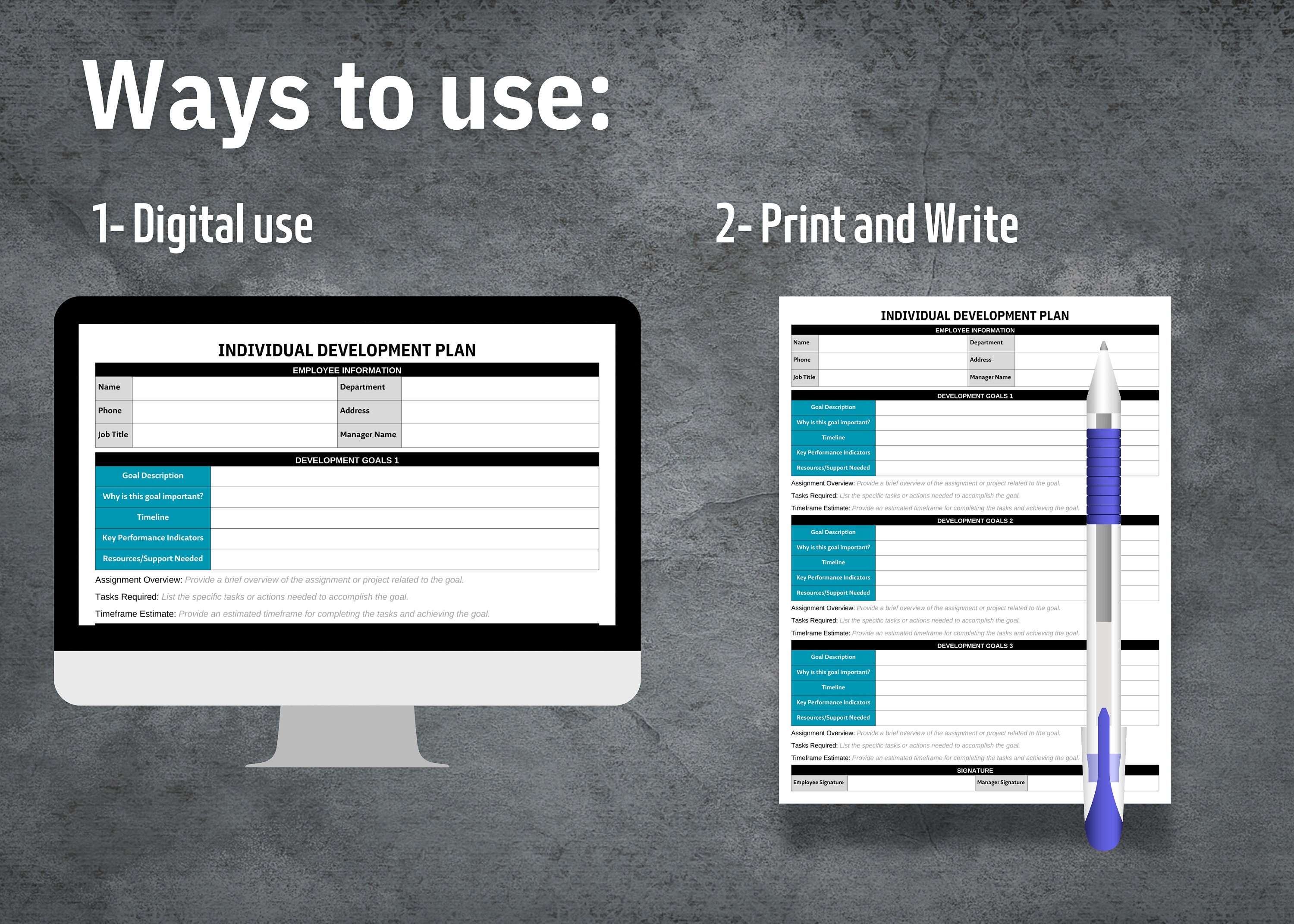 Individual Development Plan, Printable Developing Employees, HR ...