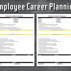 Employee Career Planning, Printable Employee Development Template, Human Resources, Business Tools, Performance Review Goals, HR Templates