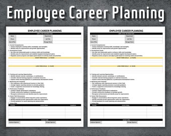 Employee Career Planning, Printable Employee Development Template, Human Resources, Business Tools, Performance Review Goals, HR Templates