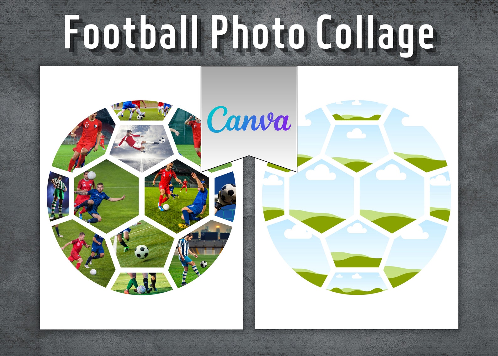 Football Photo Collage, Editable Canva Template, Soccer Canva Frame ...