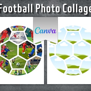 Fußball-Fotocollage, bearbeitbare Canva-Vorlage, Fußball-Canva-Rahmen, Sport-Fotocollage, Canva-Collage-Foto, 2 Design Fußball-Fotocollage