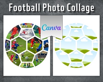 Football Photo Collage, Editable Canva Template, Soccer Canva Frame, Sport Photo Collage, Canva Collage Photo, 2 Design Soccer Photo Collage