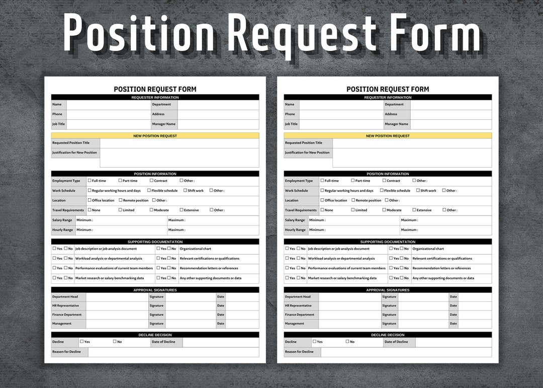 Position Request Form Printable Job Request Form HR Templates Human 