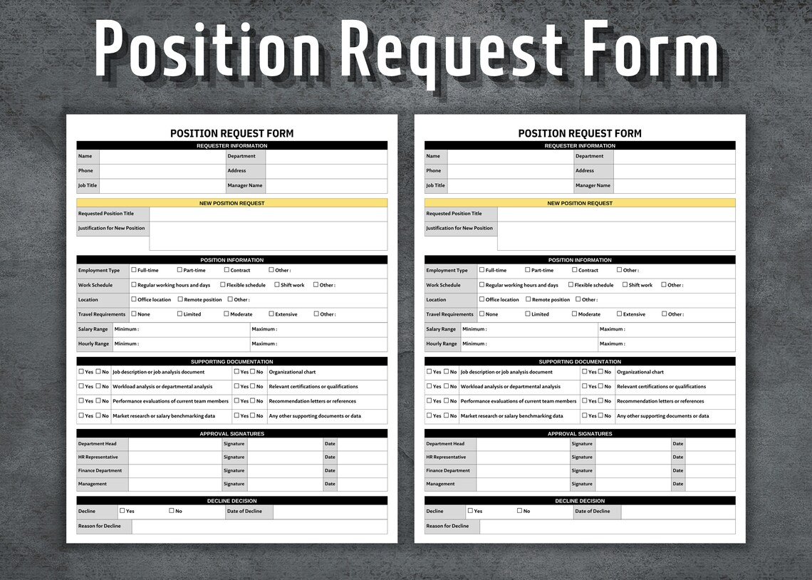 Position Request Form, Printable Job Request Form, HR Templates, Human ...